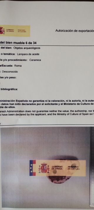 Lampara Aceite Romana Autentificada