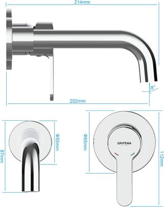Grifo de Lavabo Empotrado de Doble Agujero (nuevo)
