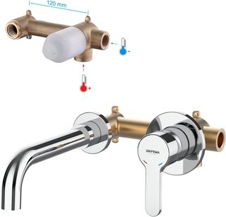 Grifo de Lavabo Empotrado de Doble Agujero (nuevo)