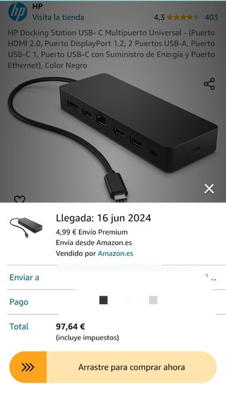 HP Docking Station USB- C Multipuerto Universal - 