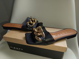 VIENTY 38 sandalia piel oro cadena