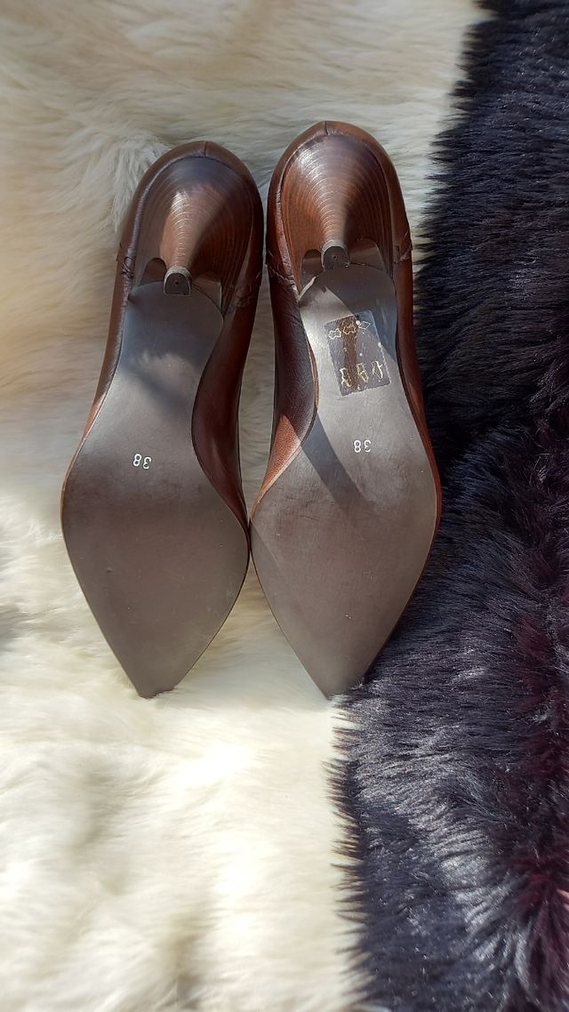 Décolleté Easy, vera pelle, marrone, 38