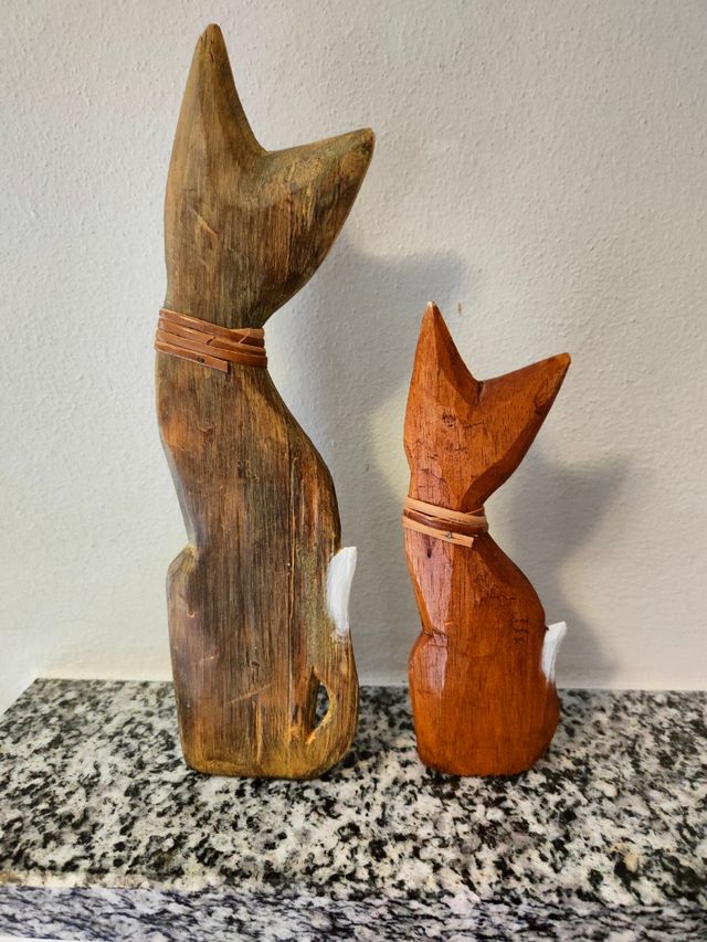 Coppia gatti decorativi legno
