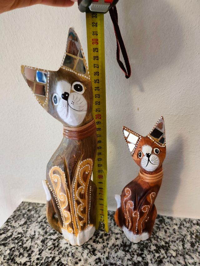 Coppia gatti decorativi legno