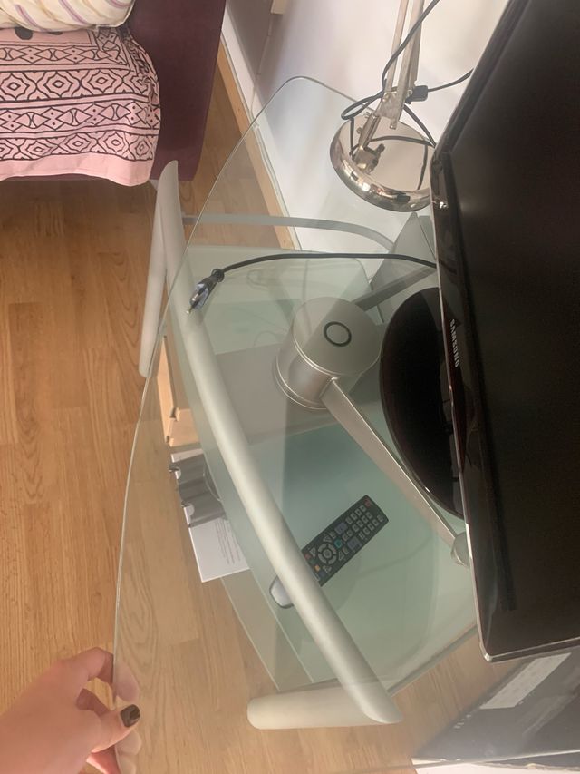 Mueble soporte tv cristal giratorio