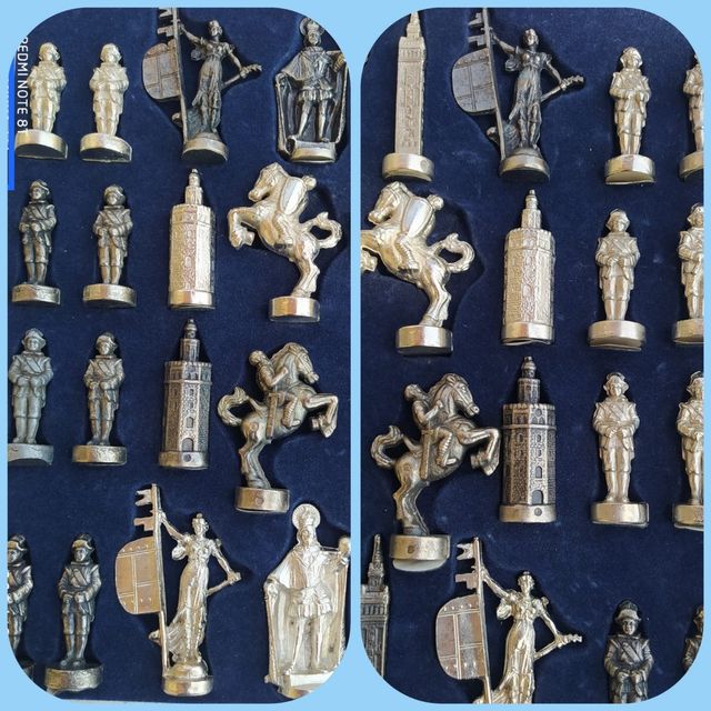 Juego de ajedrez de metal Sevilla con tablero