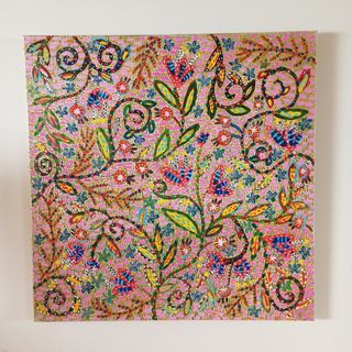 Cuadro óleo ornamental, multicolor, muy alegre