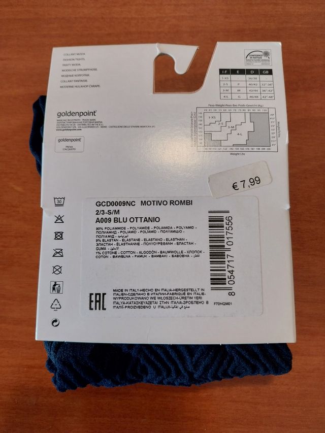 Collant blu ottanio motivo rombi nuovi