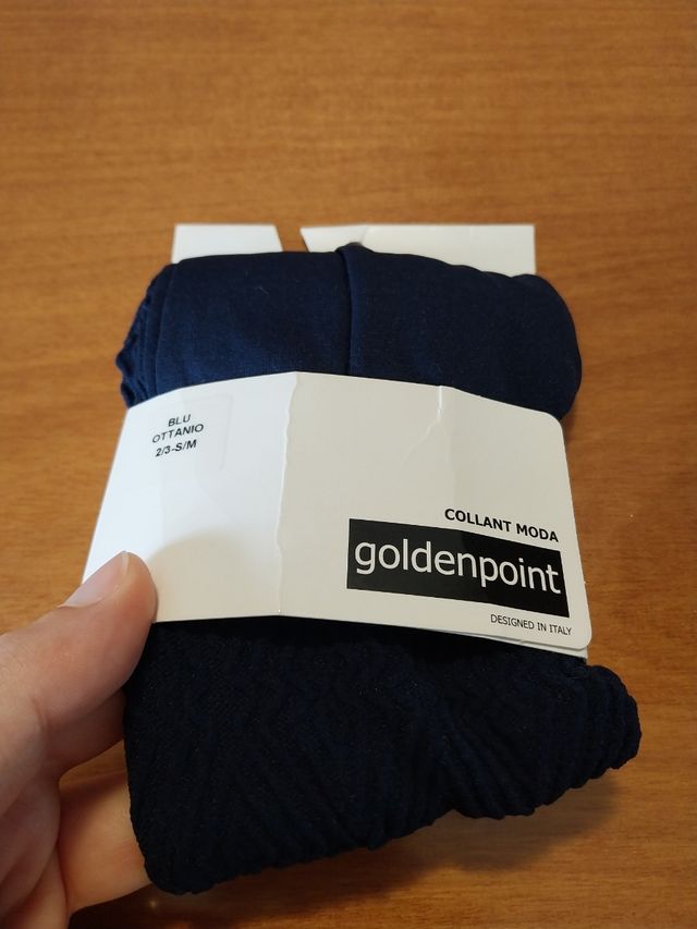 Collant blu ottanio motivo rombi nuovi