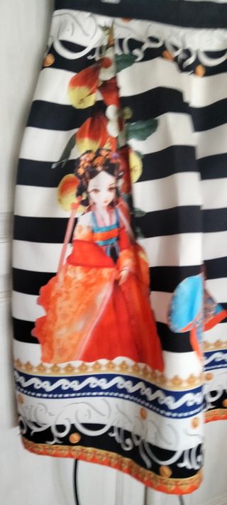 Falda midi fiesta seda estampada