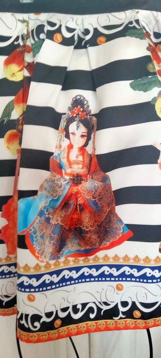 Falda midi fiesta seda estampada