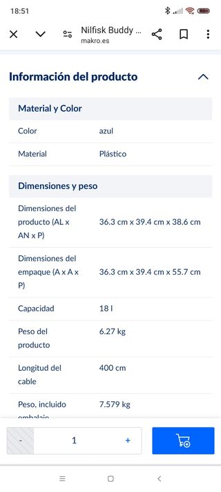 Aspirador industrial nilfisk Buddy  ll 18