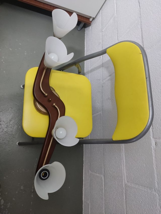 Lámpara techo madera cristal