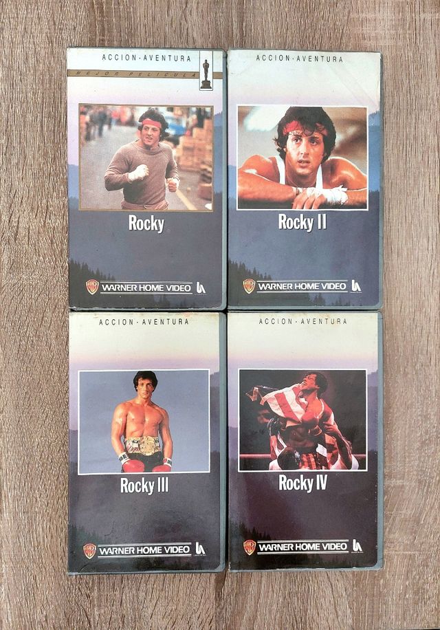 Lote VHS de Rocky 1, 2, 3 y 4, 1988