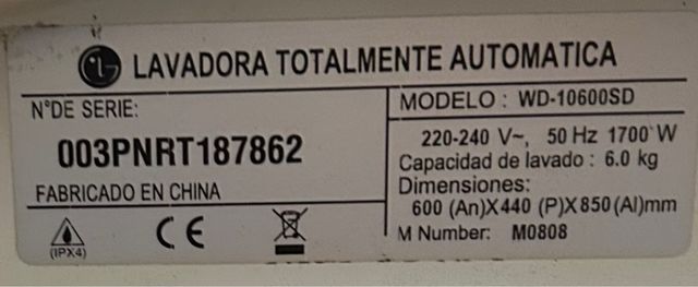 Recambios lavadora LG WD-10600SD