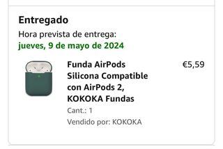 Funda AirPods verde 2ª generación (amazon)