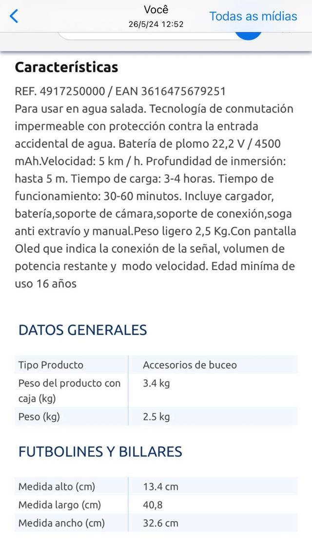 Scooter subaquatico eletrico NUEVO