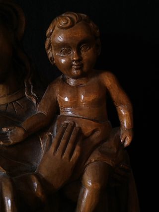 55 CM VIRGEN CON JESÚS TALLA DE MADERA