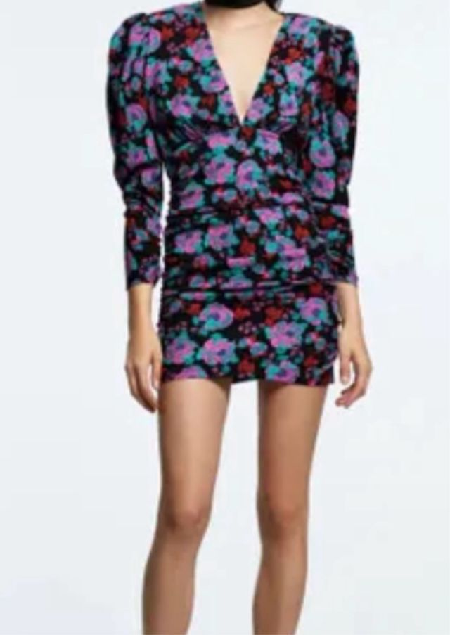 Vestido Zara frunces, mangas abullonadas