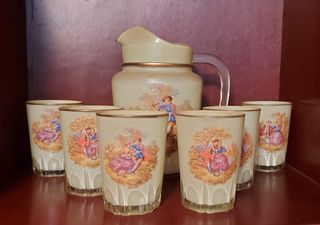 Lote de jarra y vasos vintage 