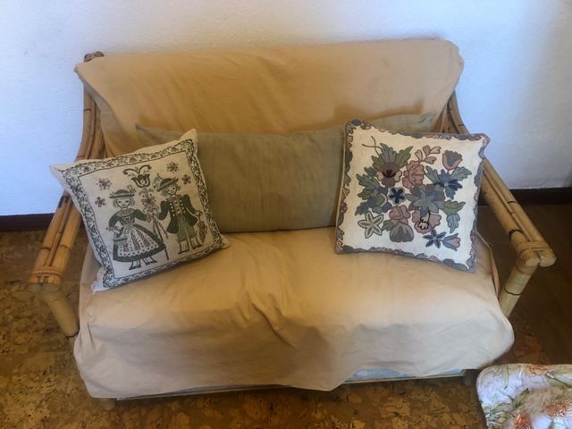 Sofá-cama, ratán,  (2 en 1) rústico