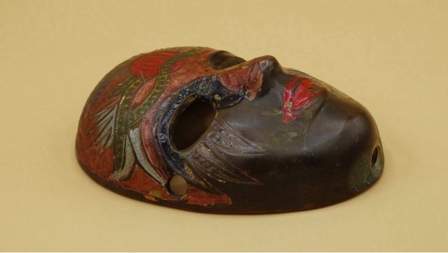 Antigua máscara bronce, vintage