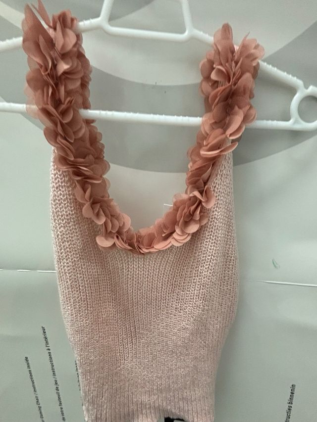 Top punto rosa con flores S-M