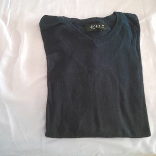 Jersey punto fino azul marino, talla S, cuello de