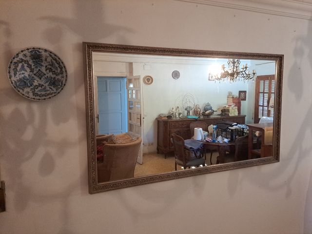 Gran espejo pared enmarcado vintage.