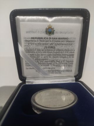 Moneda plata 10€ San Marino Carducci 22 gramos