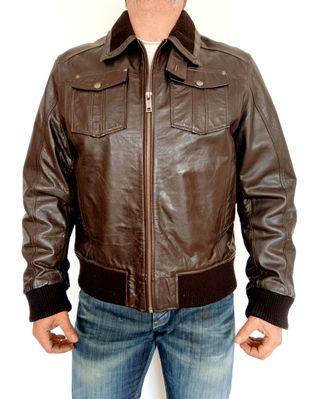 Bomber cuero auténtico. XL. Medidas indicadas. 