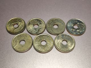 Lote 7 Monedas 25 Pts diferentes Juan Carlos I 
