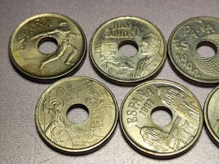 Lote 7 Monedas 25 Pts diferentes Juan Carlos I 