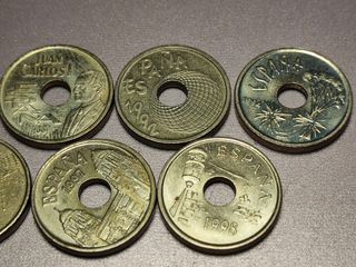 Lote 7 Monedas 25 Pts diferentes Juan Carlos I 