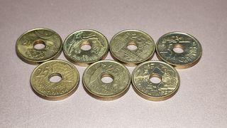 Lote 7 Monedas 25 Pts diferentes Juan Carlos I 