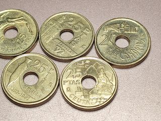 Lote 7 Monedas 25 Pts diferentes Juan Carlos I 