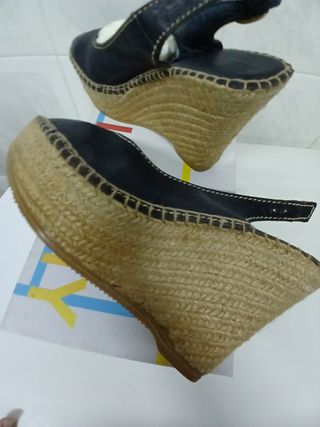 Sandalia N° 37 Azul Esparto Yute