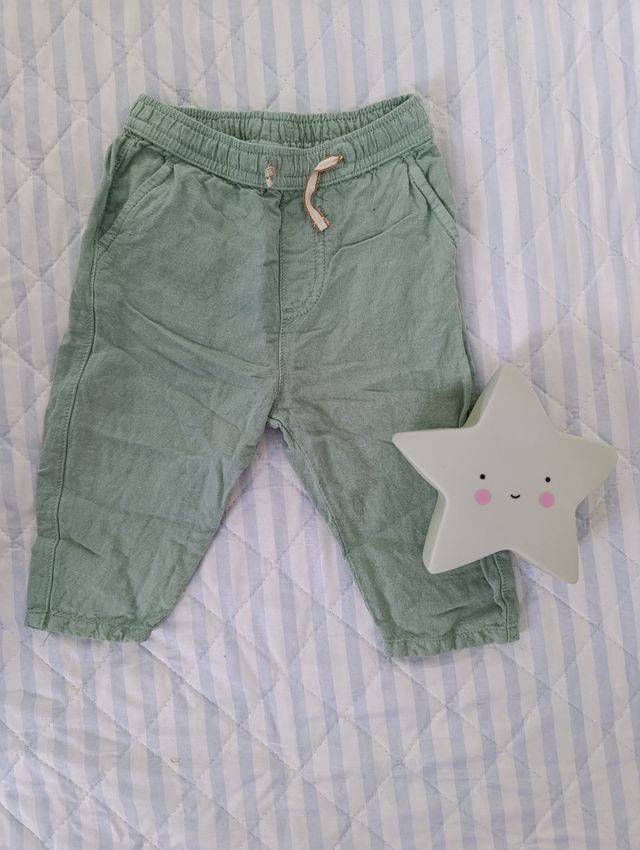 Pantalón lino verano bebé 9-12m ZARA