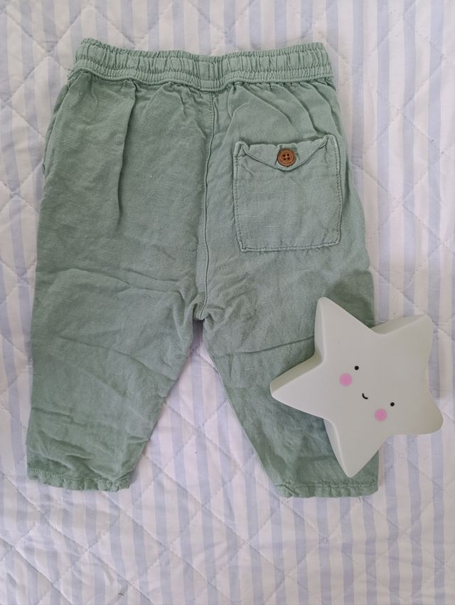 Pantalón lino verano bebé 9-12m ZARA