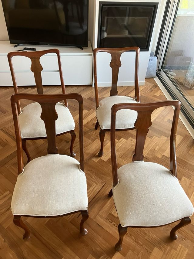 4 Sedie Luigi Filippo interamente rifoderate