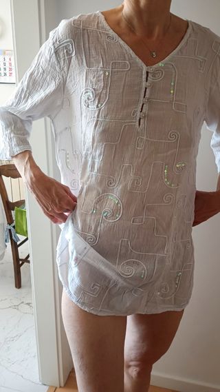 Blusa algodón lentejuelas 