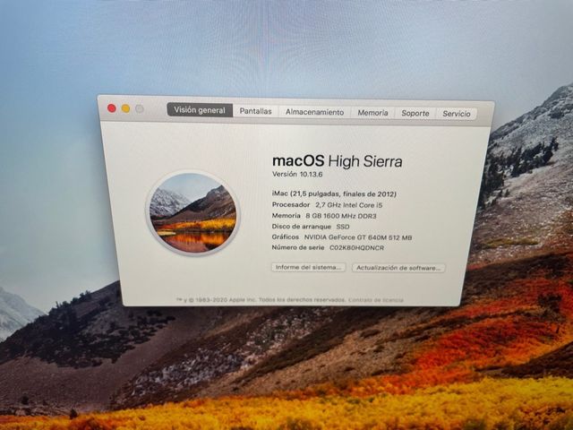 Imac 21” año 2012
