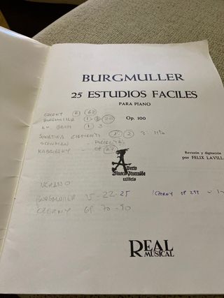 Burgmuller. 25 estudios fáciles para piano.