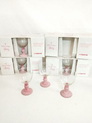 12 bicchieri acqua a calice rosa antico 
