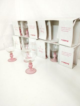 12 bicchieri acqua a calice rosa antico 