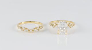 Conjunto de anillo de compromiso y alianza de boda