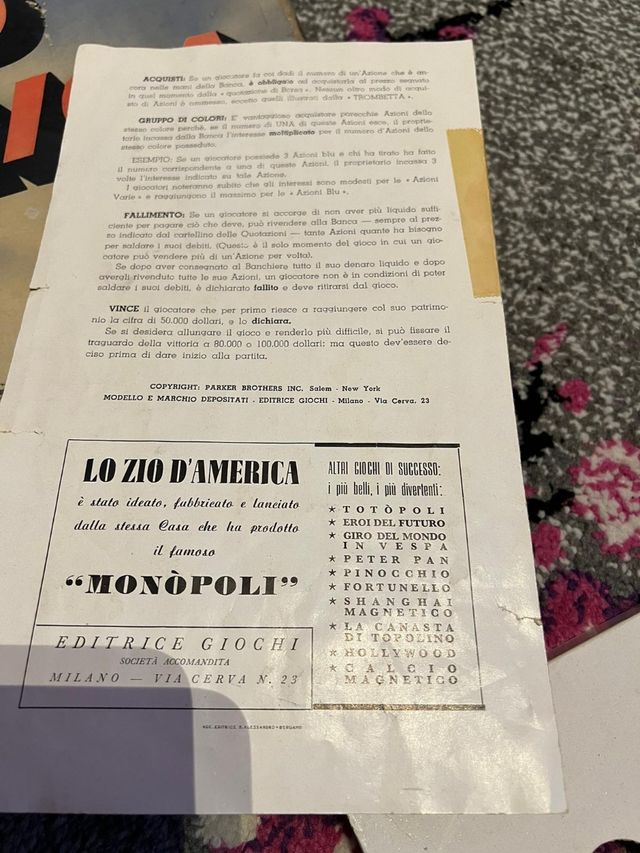 Gioco vintage Lo zio d America