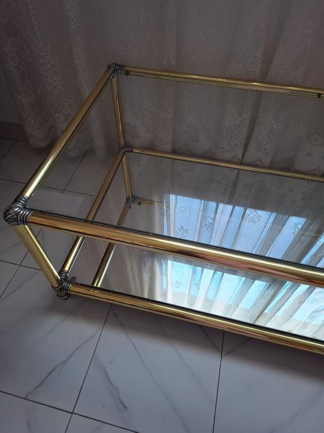 Mesa de centro plata de ley y latón