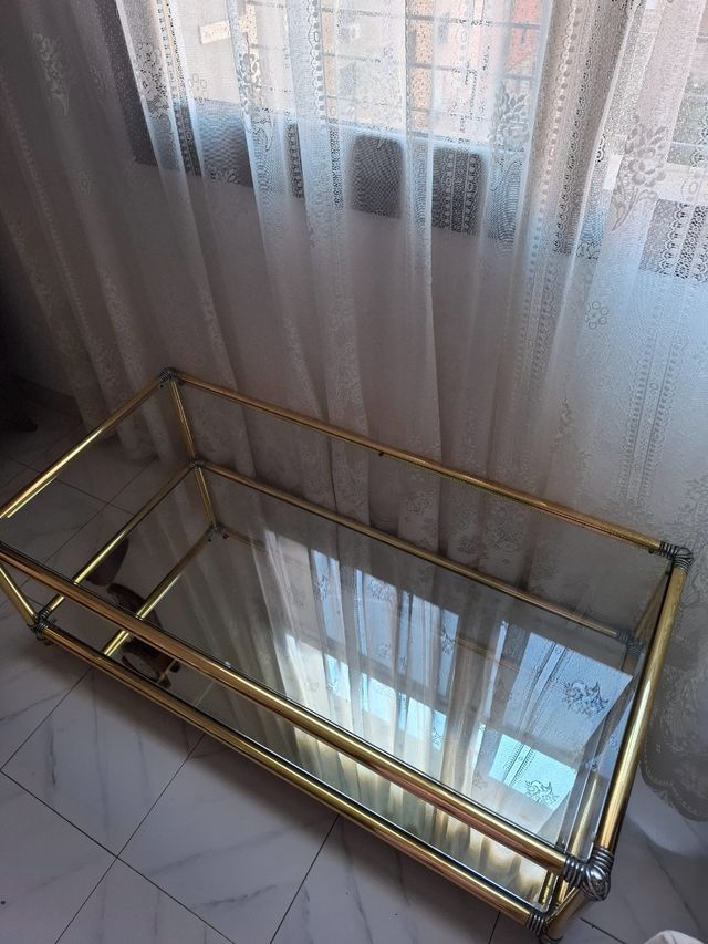 Mesa de centro plata de ley y latón