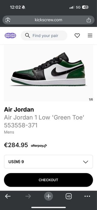 nike Air jordan 1 GREEN TOE